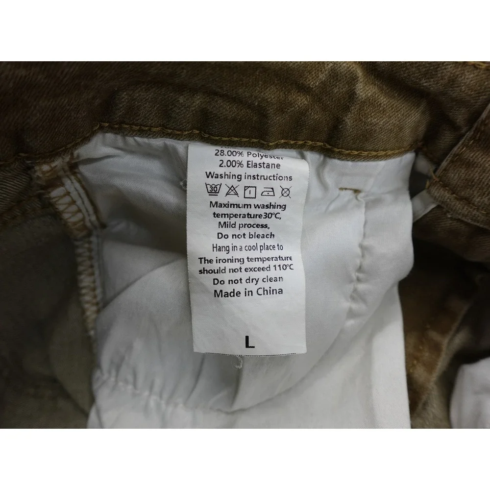 Unbranded Flare Jeans Womens Size L Brown Mustard High Rise Bell Bottom Raw Hem